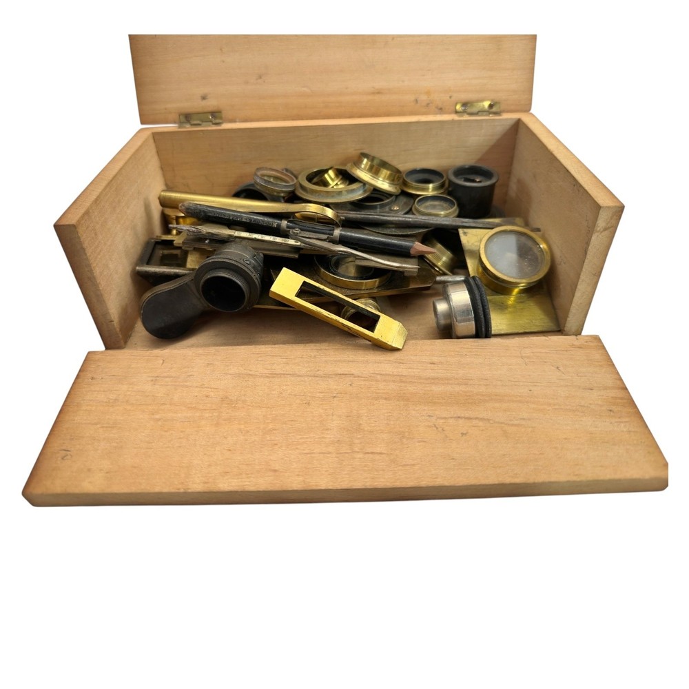 W JOHNSON & SONS LONDON DISSECTING MICROSCOPE CASED * SLIDE COMPRESSOR & MORE*