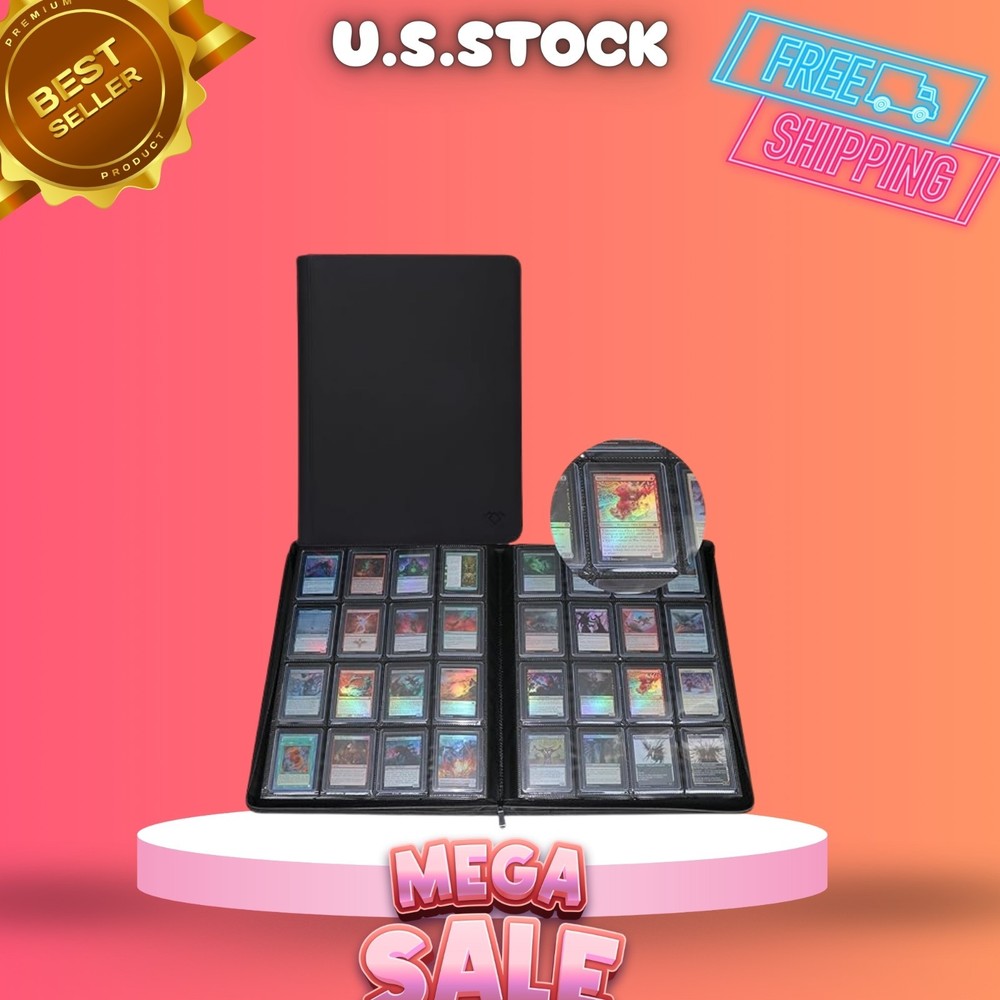 16 pocket top loader card binder, holds 640 top loaders, fits 3" x 4" cards