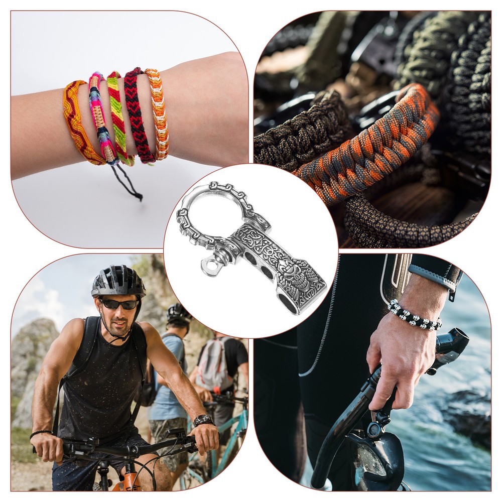 5-Pack Paracord Bracelet Shackle Buckle Pattern Type [Silver, Flat Head]
