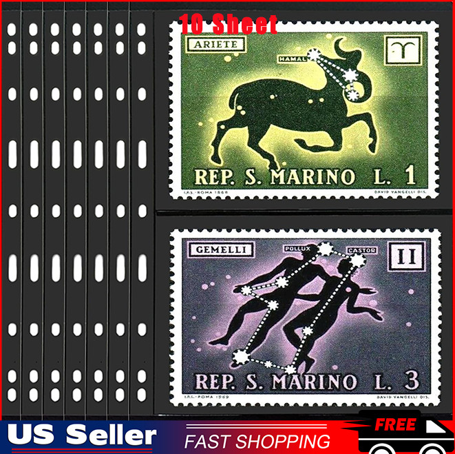 Stamp Collectors Pages for Stamp Album Binder, 10 Sheet, 2 Rows Pages for Stamp