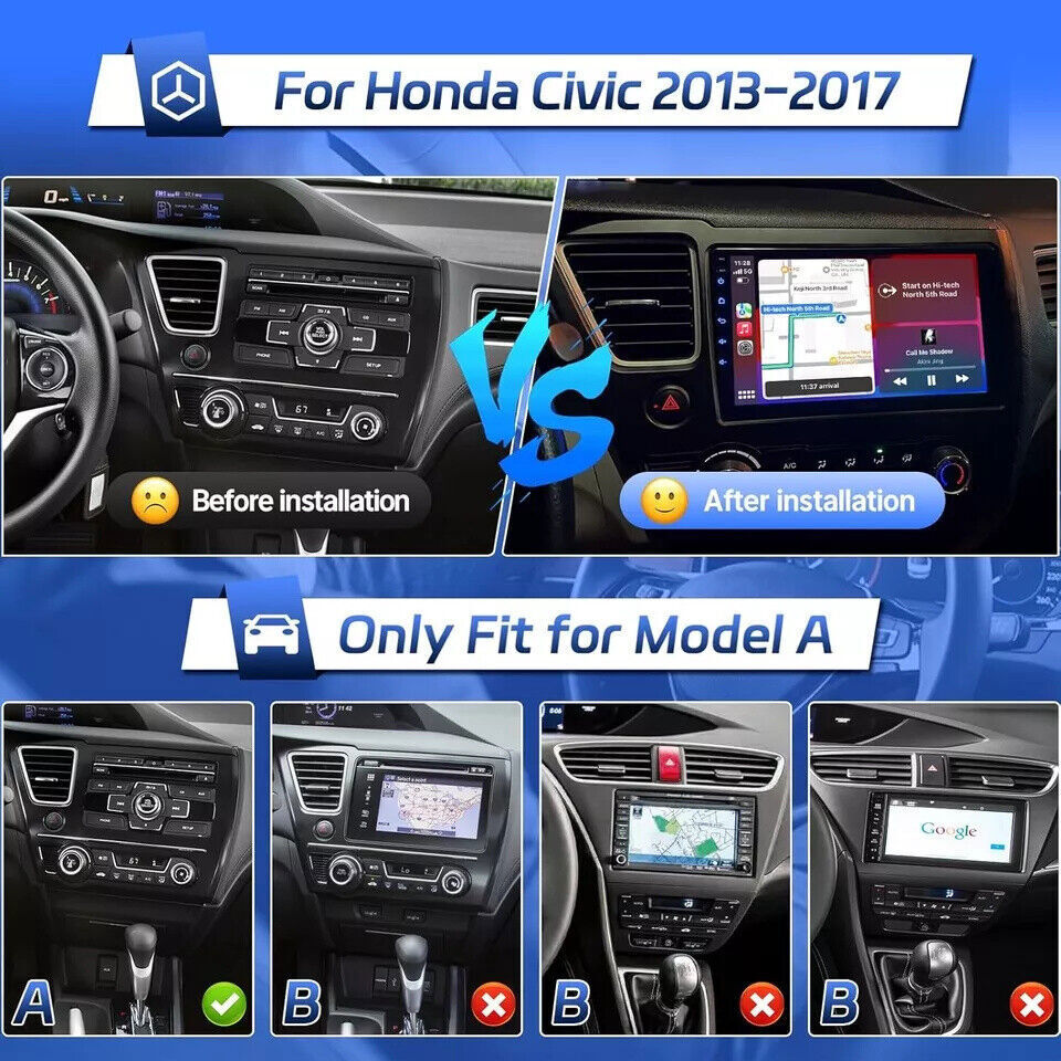 Android 13.0 Apple Carplay Car Radio Stereo GPS 4+64GB For Honda Civic 2013-2015
