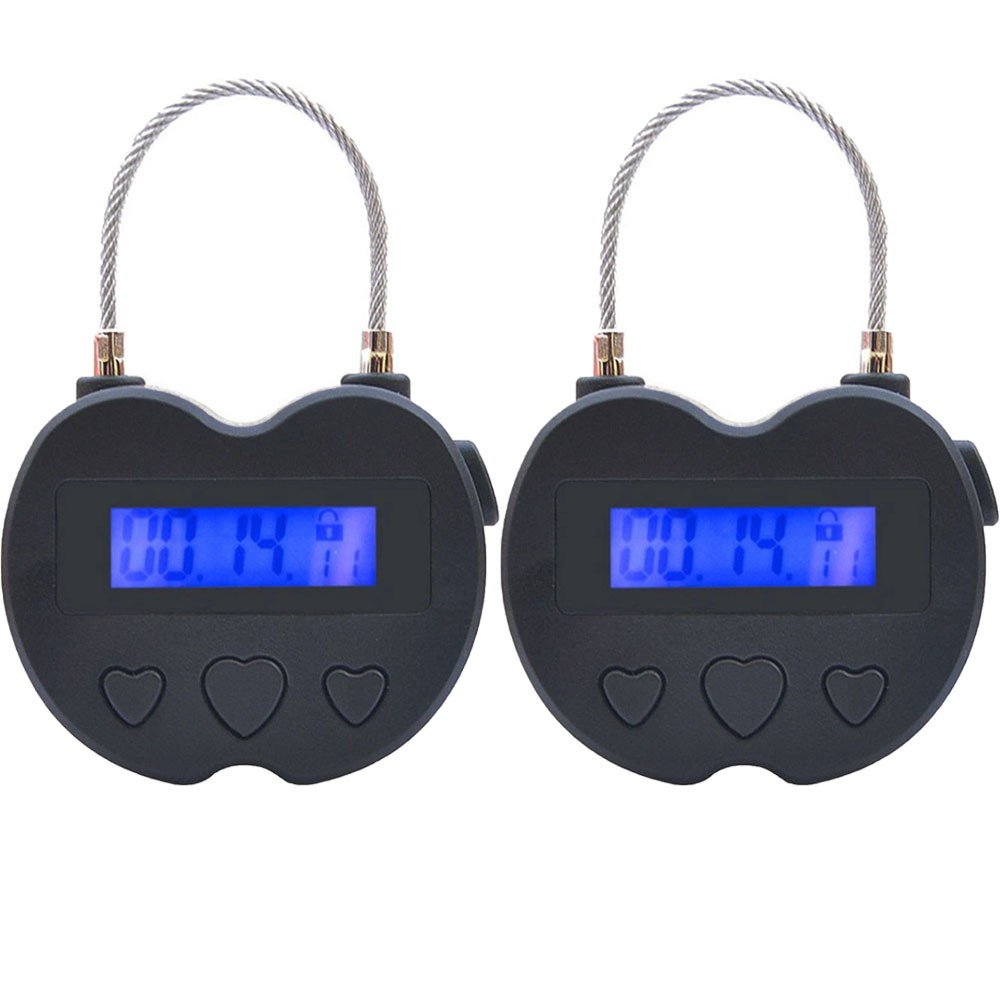 2PCS Black Time Lock LCD Display Time Lock Multifunction Travel Electronic Timer