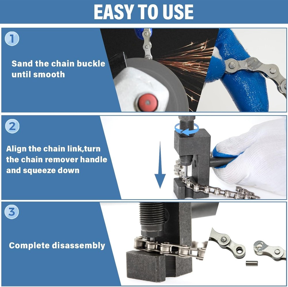 motorcycle chain breaker tool kit, 18-Piece rivet Set, Chain Link...