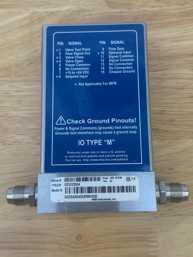 MKS GE50A004502RMV020 Mass Flow Controller 500 SCCM Ar + Cable