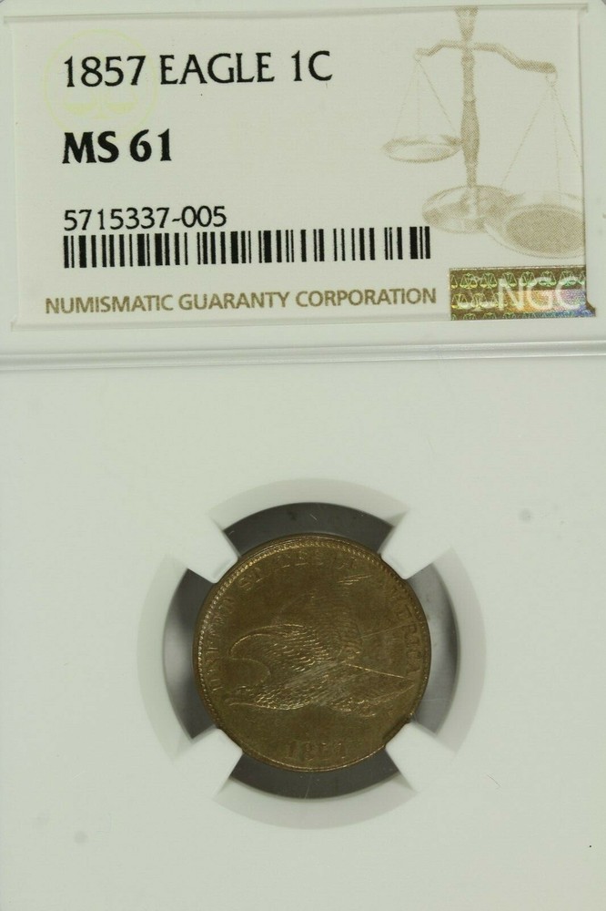 1857 Flying Eagle Cent : NGC MS61