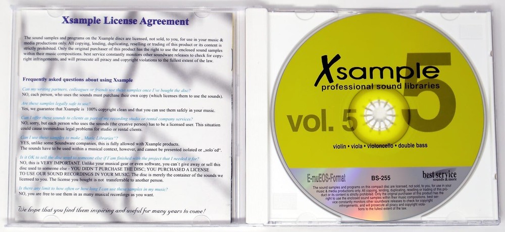 Best Service Xsample Volume 5 Solo E-Mu Format Sample/Sound Library/Sampling CD
