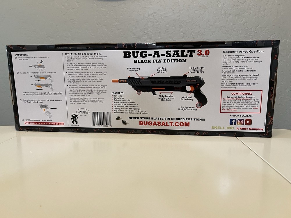 Bug-A-Salt 3.0 Bug Pump Action Table Salt Blaster , No Batteries Needed (NEW)