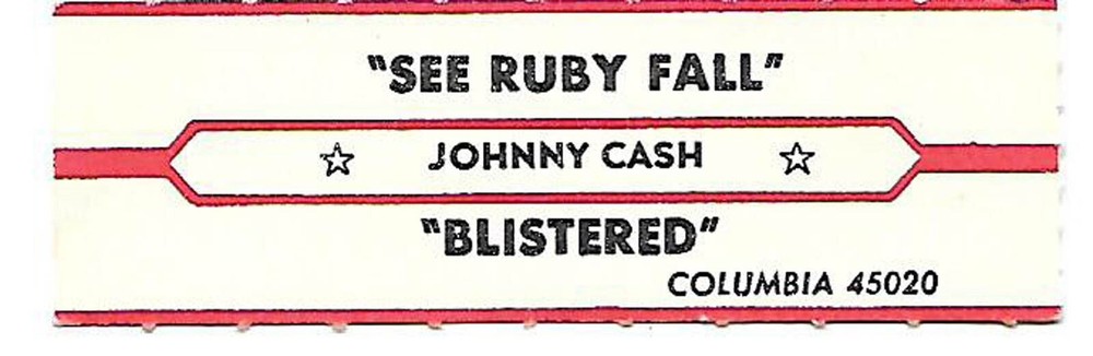 Johnny Cash, See Ruby Fall/Blistered, Jukebox Label 45
