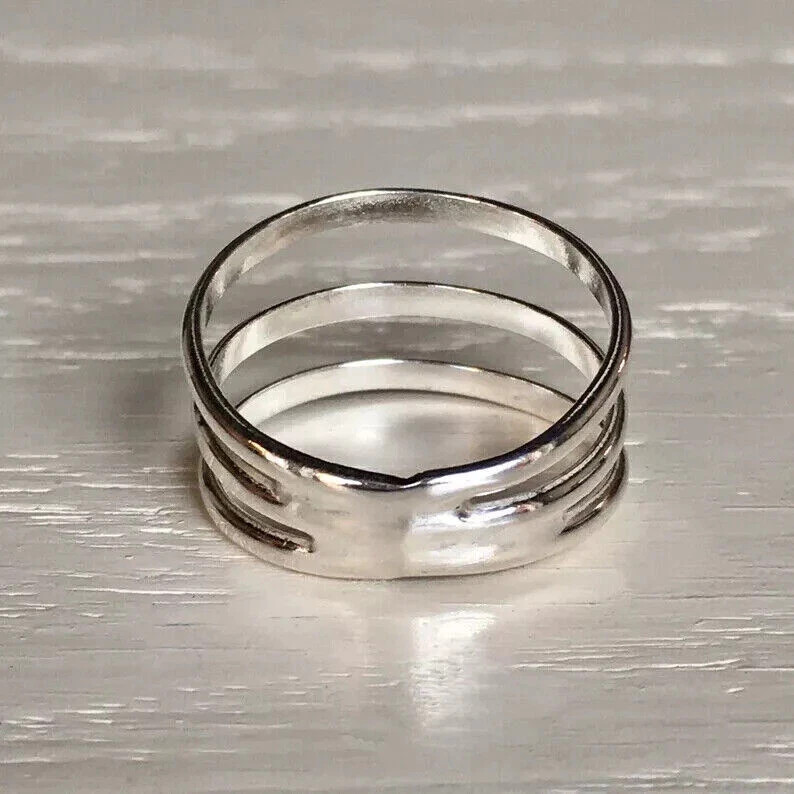 Solid 925 Sterling Silver Meditation Ring Band Statement Handmade Ring All Size
