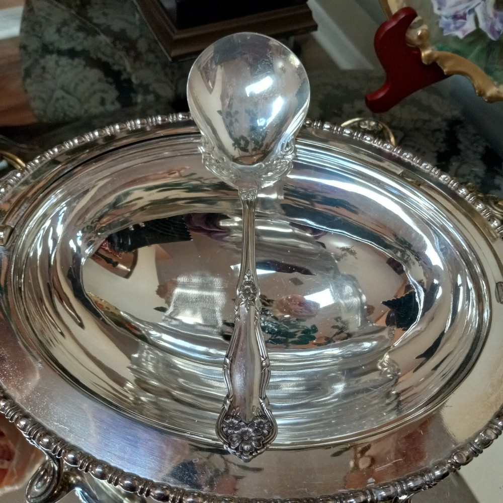 antique Silver Plate Serving Dish/Spoon