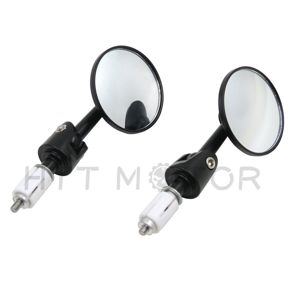 Round Bar End 1" 25MM Mirrors Adjustable Foldable For Harley Davidson Black