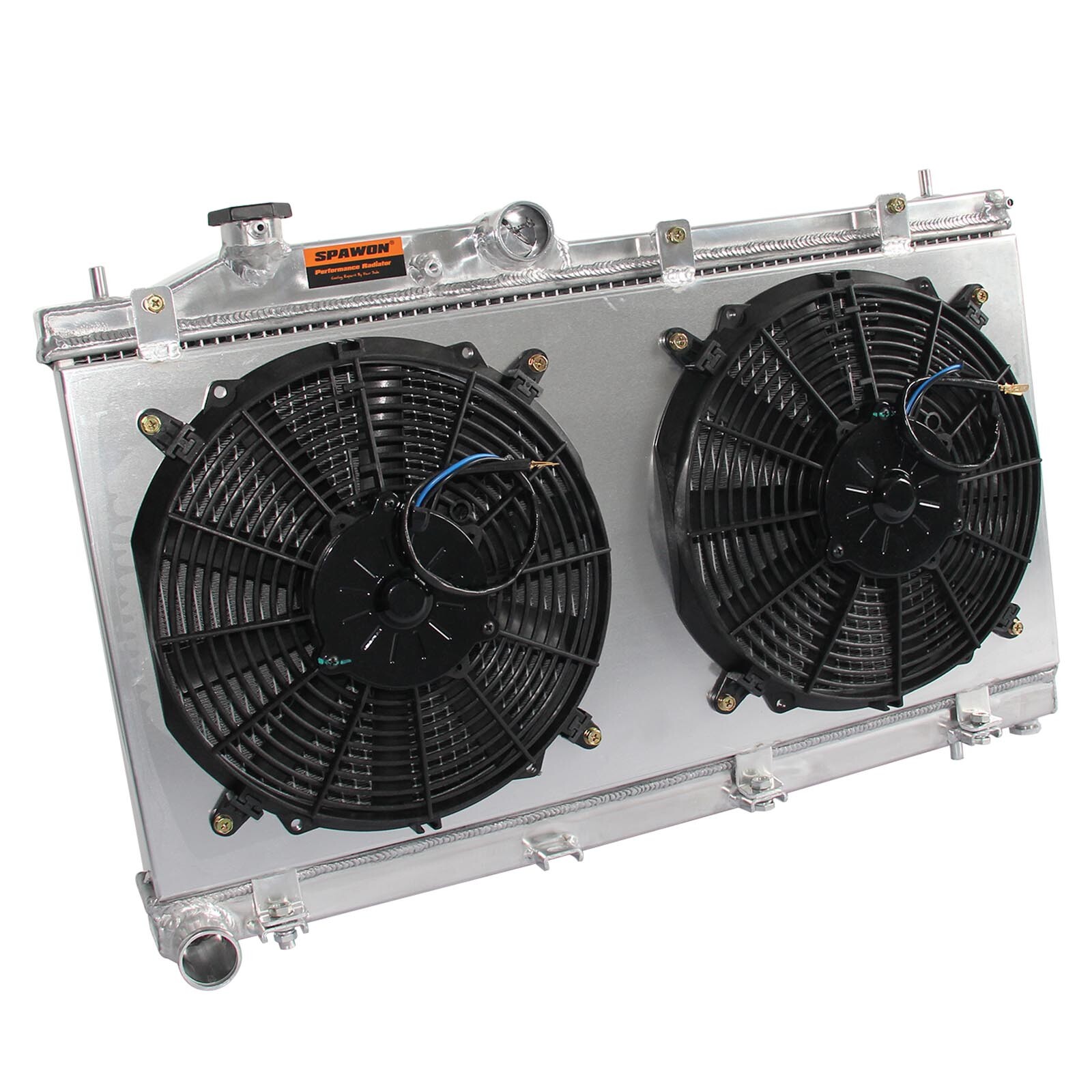 SPAWON Radiator + Fan Shroud For Subaru Impreza WRX 2008-2014 2.0L 2.5L H4 MT