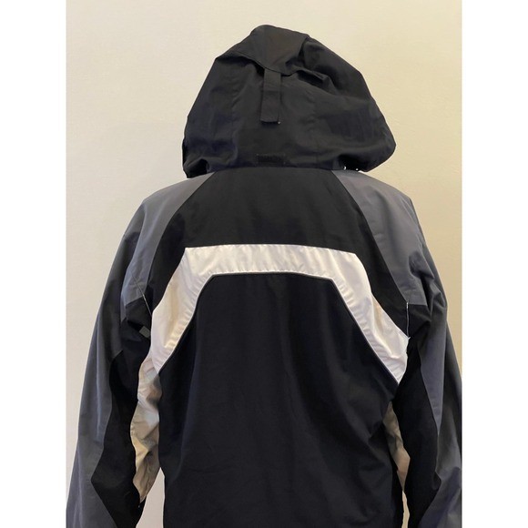 Columbia S Black/White/Grey Full Zip/Button Down Hooded Jacket
