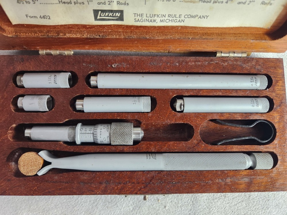 LUFKIN RULE NO 680A Inside Micrometer SET 1.5-8" Complete