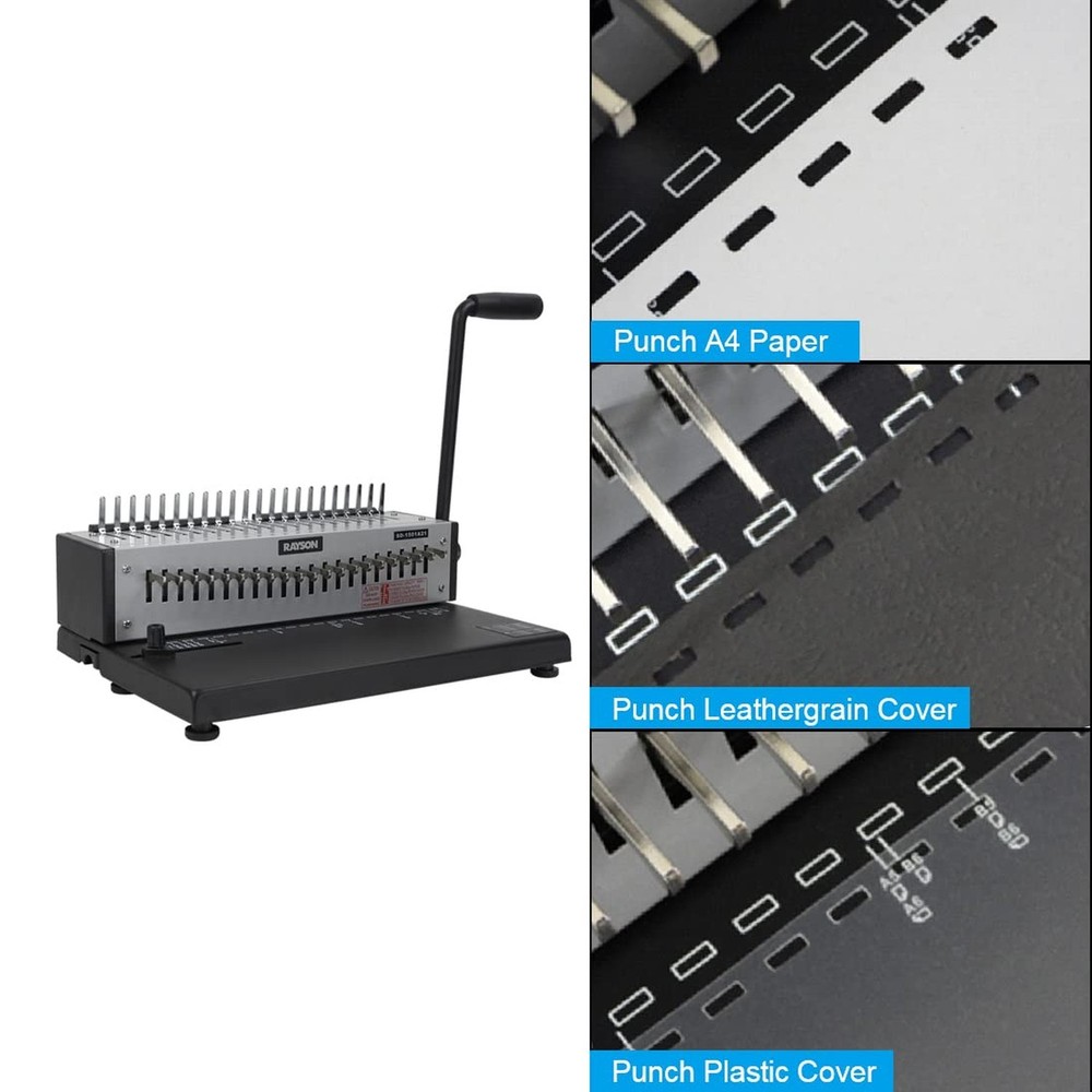 Rayson SD-1501A21 Binding Machine with Combs Set - 21 Hole / 200 Sheets Comb ...