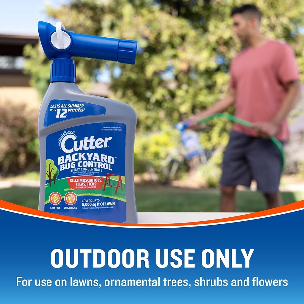 Cutter Backyard Bug Control Spray Concentrate, Fleas,Mosquito Repellent,32 fl oz