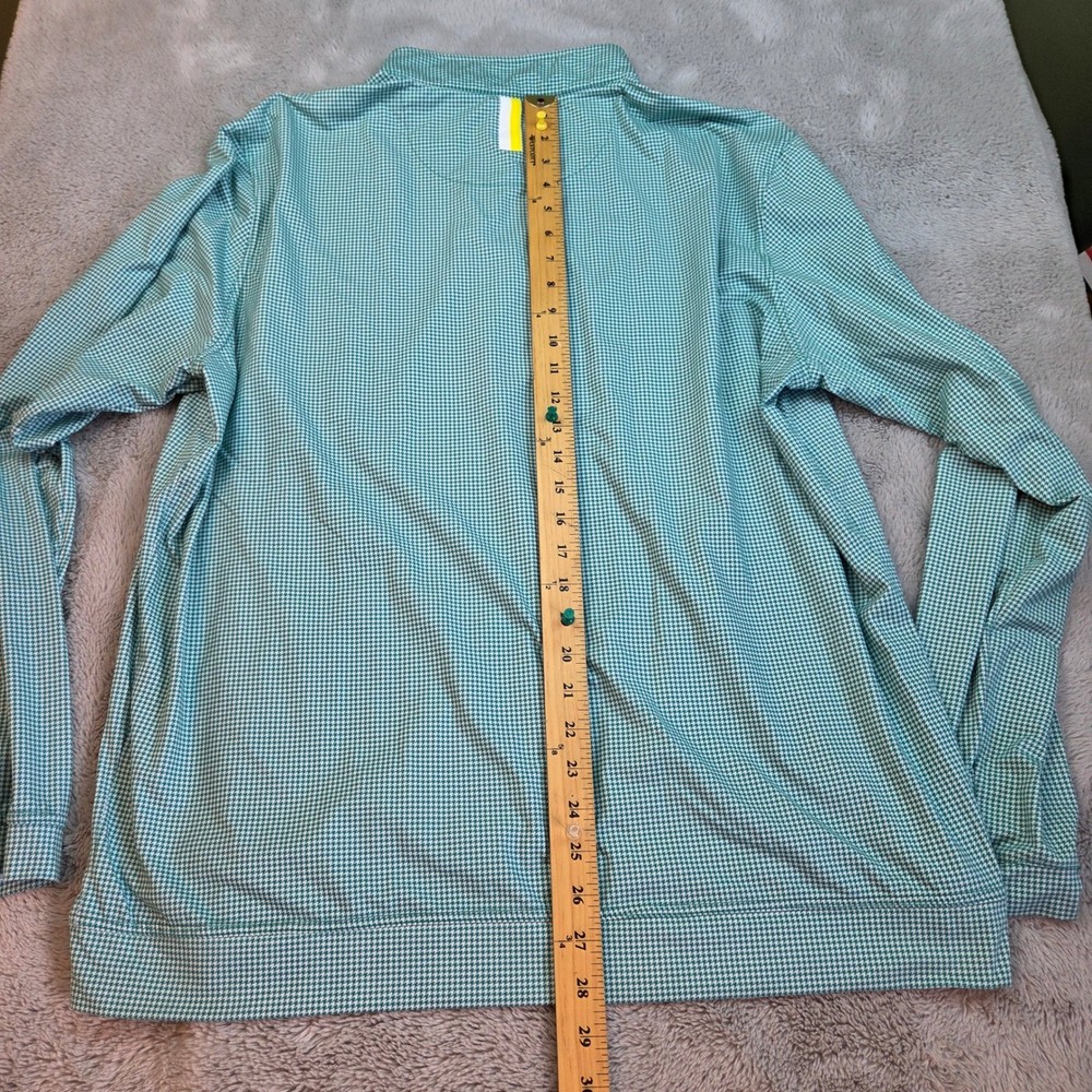 Rhoback Quarter Zip Pullover Mens XL Green White Houndstooth Performance Stretch