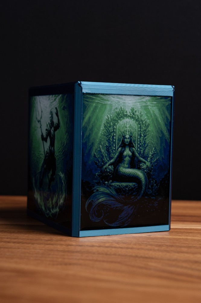 Merfolk themed Prism MTG Deck Box, EDH Commander Card Case