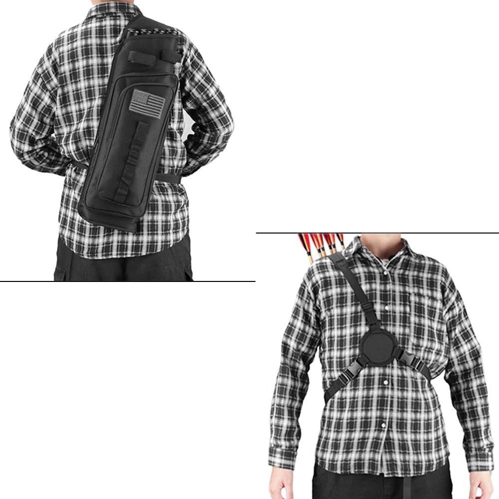 Krayney Multi-function 4-Tubes Back Arrow Quiver Shoulder Hanged Target Black