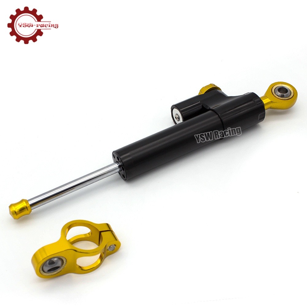 Universal Motorcycle CNC Adjustable Steering Damper Stabilizer Top Black&Gold US