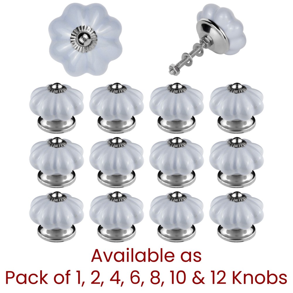 ⭐ Pumpkin Greyish Blue Ceramic Door Knobs Cabinets Cupboard Drawers Pulls Handle