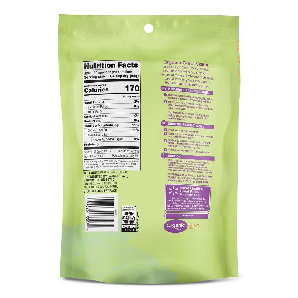 Great Value Organic White Quinoa, 32 oz