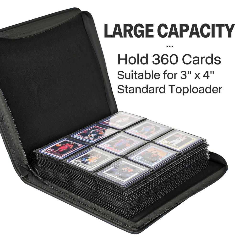 Sibonic 9 Pocket TopLoader Binder, Holds 360 3”x4” Toploader Hard Cases, Slee...