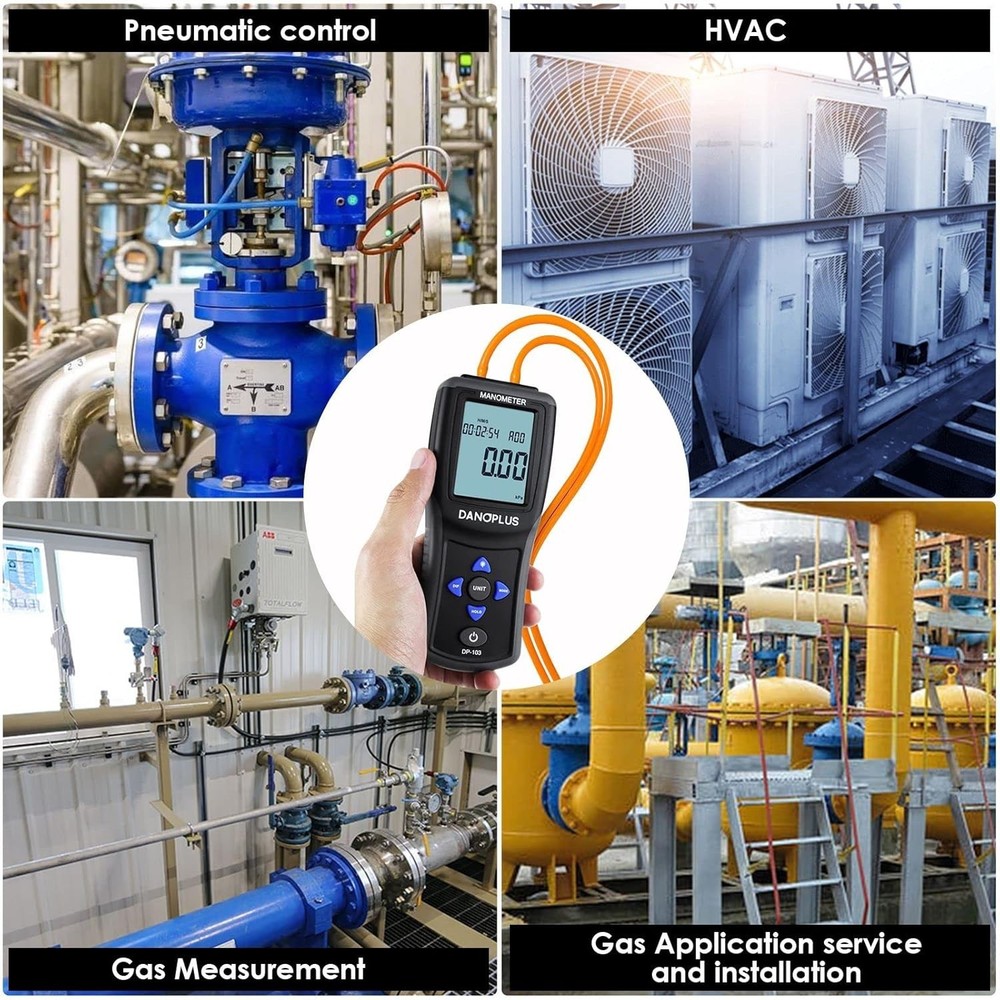 Manometer Digital Manometer Gas Pressure Tester Professional 12 Selectable Un...