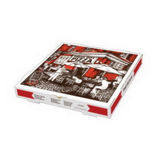 Square Cafe Design B-Flute Corrugated Pizza Box White 18" L x 18" W | 50/Bundle