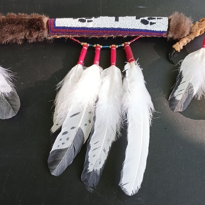 PowWow Regalia - Eagle Foot Dance Stik with Beadwork