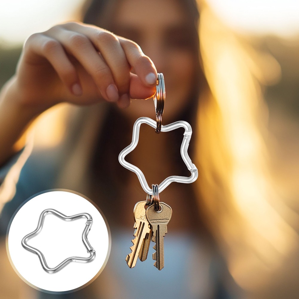 Star Shaped Snap Clip [6 Pack] - Keychain Clip [Silver]