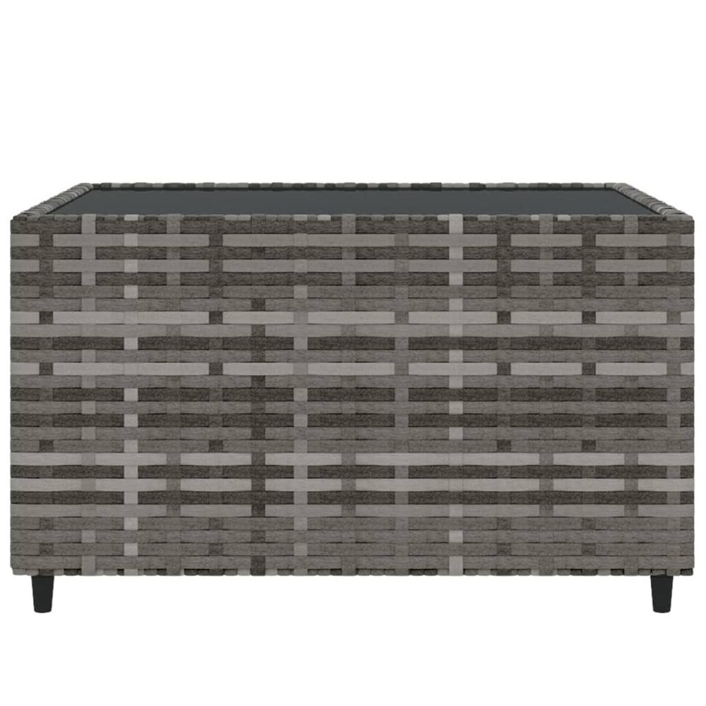 Patio Lounge Set Grey Poly Rattan Medium Adjustable Feet