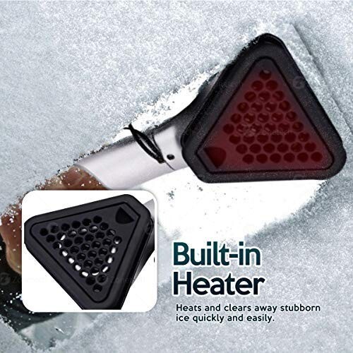 Zone Tech 12V Heated Electric Car Window Snow Ice Scraper Extendable LED Light