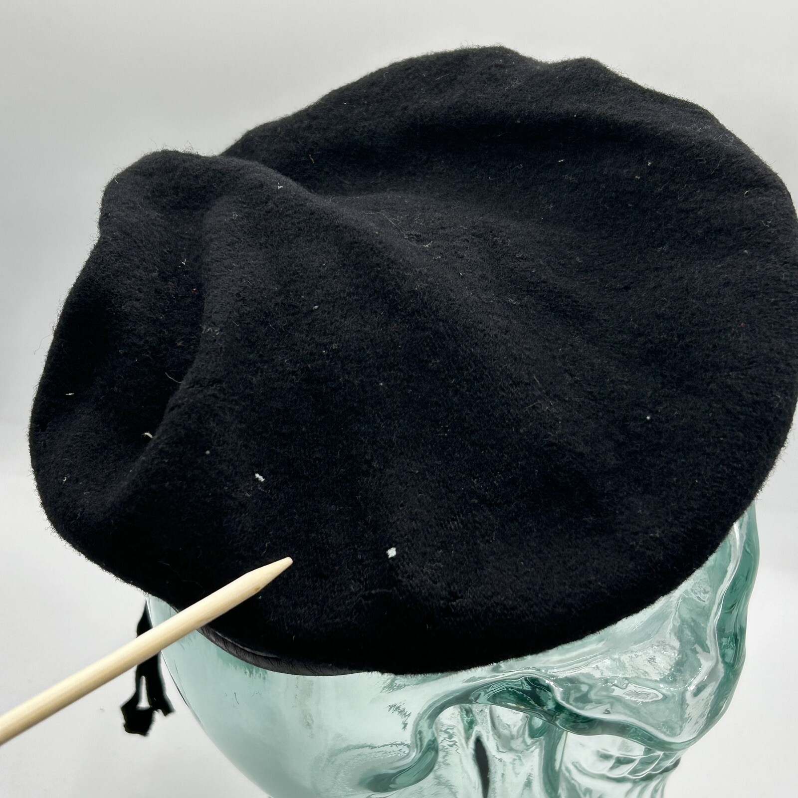 Vintage Army Ranger Beret Black Wool Normandy Basque ARVN Pin