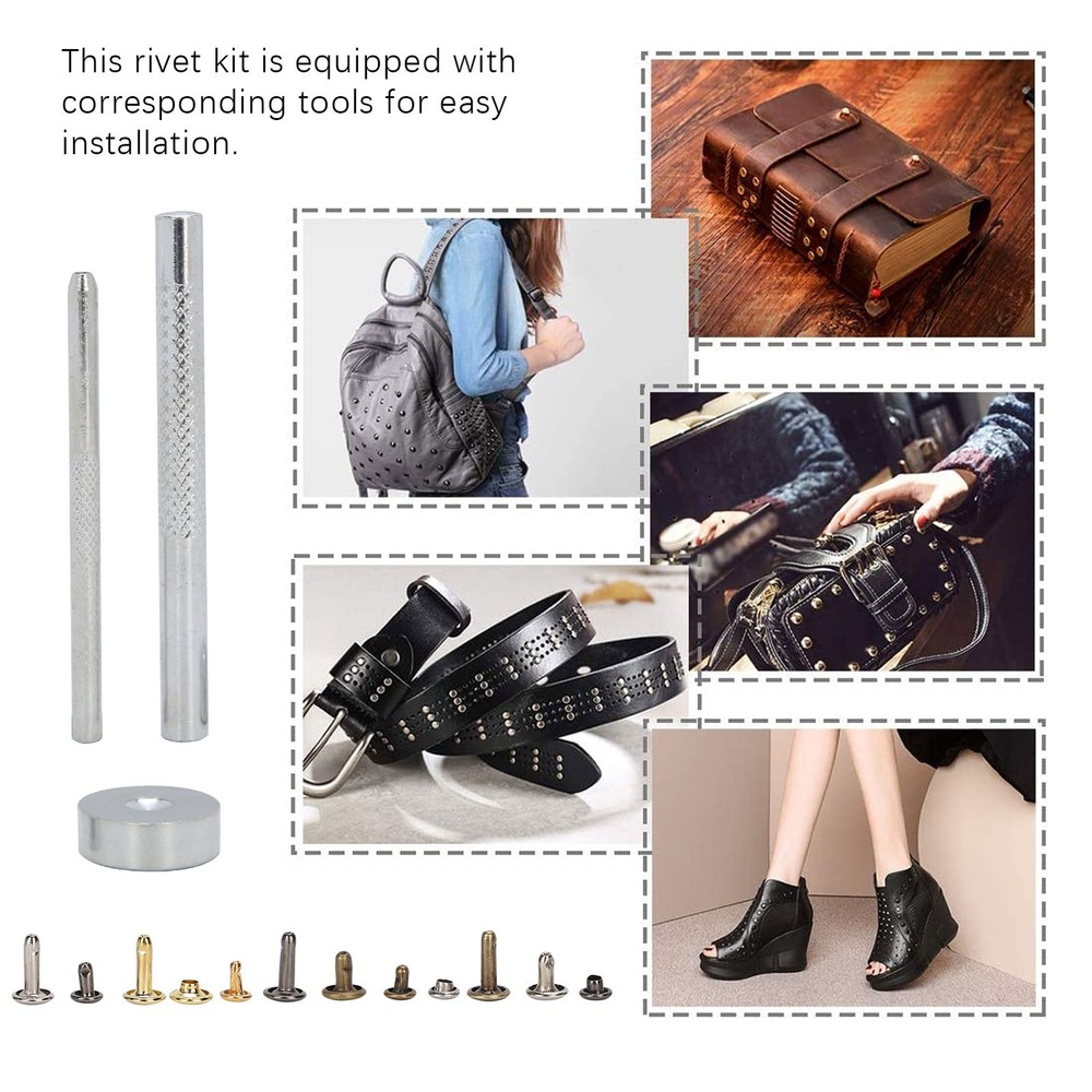 363Pcs Leather Rivets Set Rust-Proof Durable Brass Hand‑Made Accessories For DIY