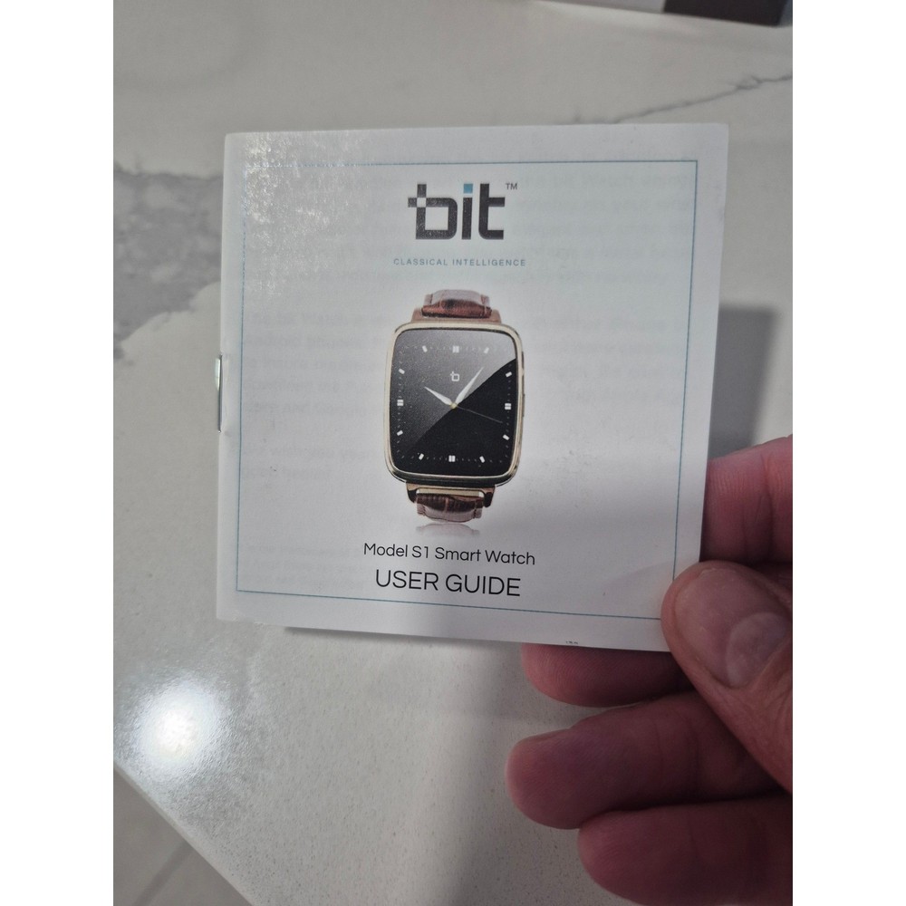Beantech BIT S1 Smart Watch Black Leather Strap Silver Case Bluetooth i