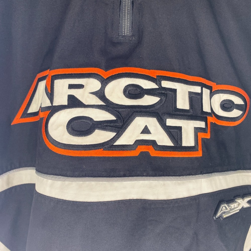 VTG Arctic Cat A-TEX Snowmobile Pullover Shell Jacket Black Orange White Sz XL
