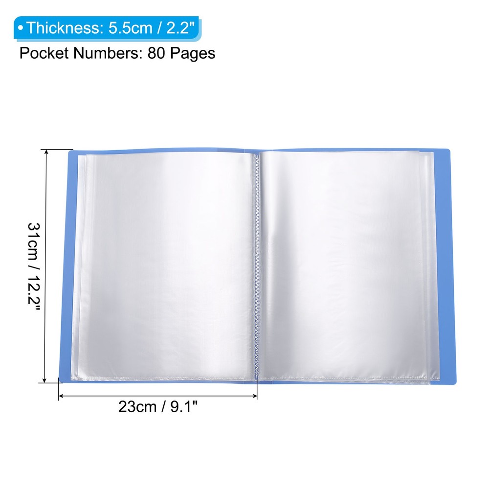 11.6 x 8.3'' Binder with Plastic Sleeve, 80 Pages Sheet Protector, Light Blue
