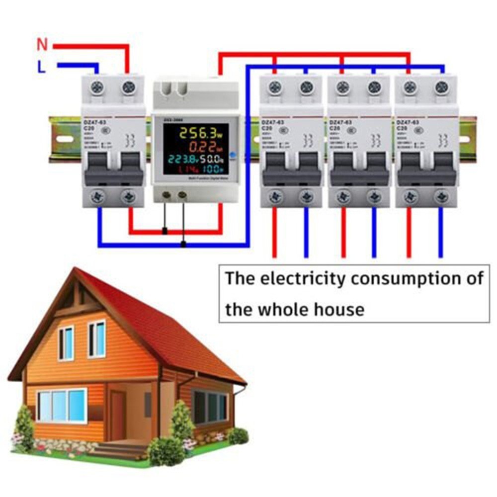 High Precision 100A DIN Rail AC Power Meter With Integrated Current Transformer