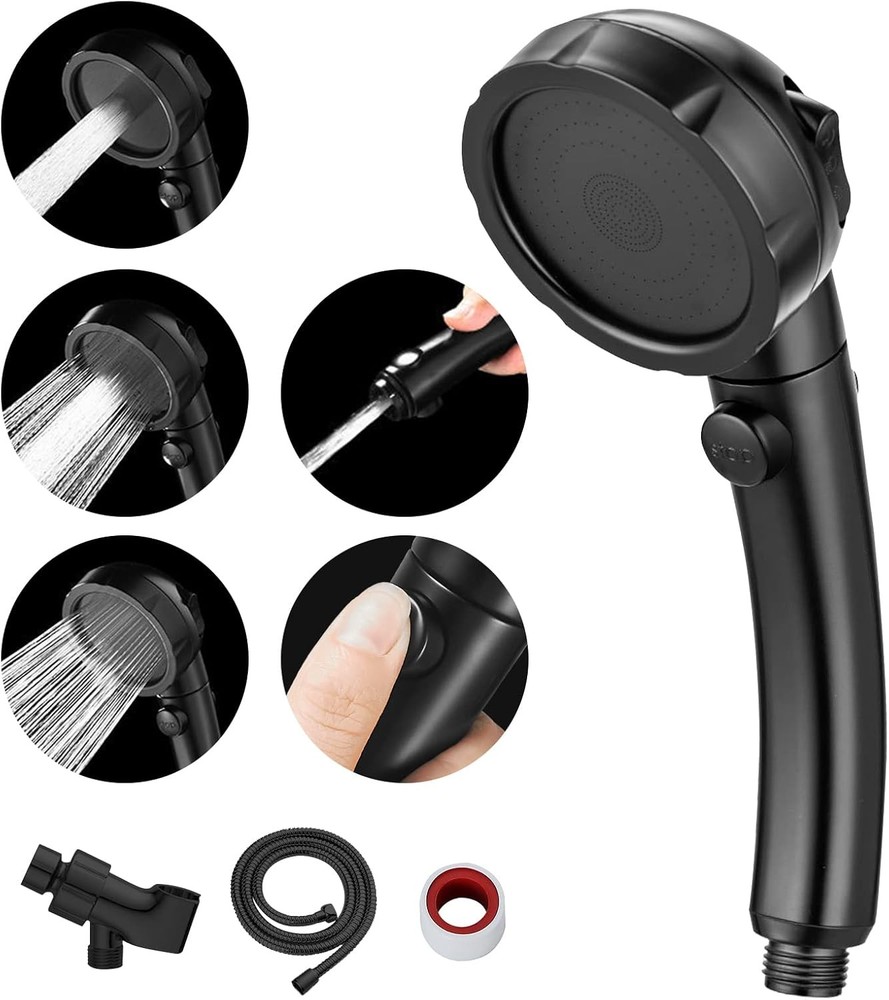 Modern Handheld Shower Head with On/Off Switch, 3 Spray Settings,