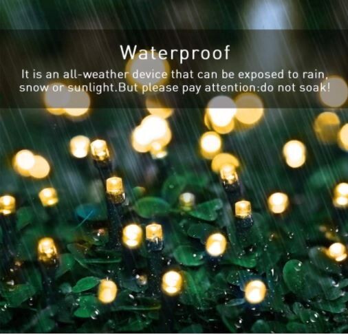 100 LED Solar String Lights 40FT Warm White 8 Modes Auto On/Off Xmas Decorations