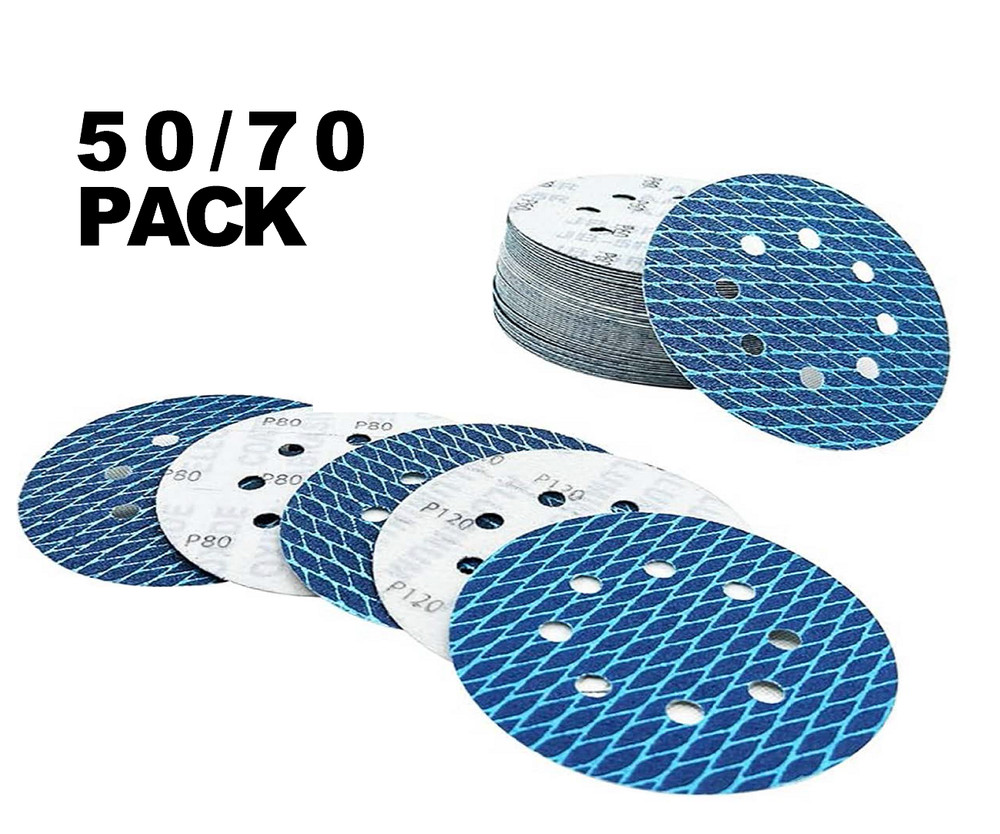 SATC 100PCS 5in 8-Hole Diamond Shape Sanding Disc Hook & Loop Sander 80-600 Grit