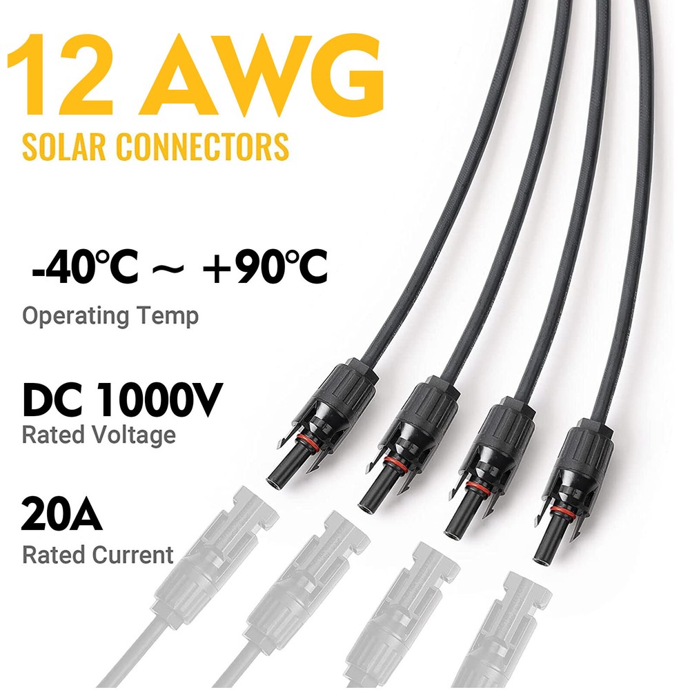 Solar Connectors Parallel Adapter Cable Wire Plug Kit for Solar Panel Y Branch