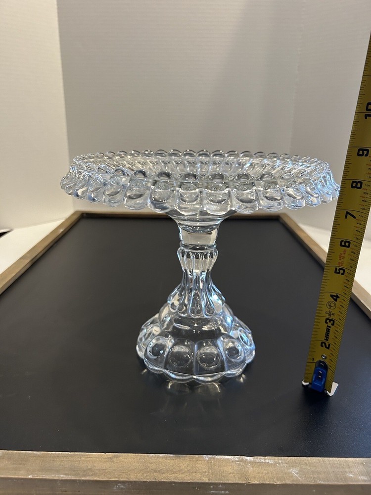 EAPG Clear Pressed Glass Cake Stand Rum Well Compote