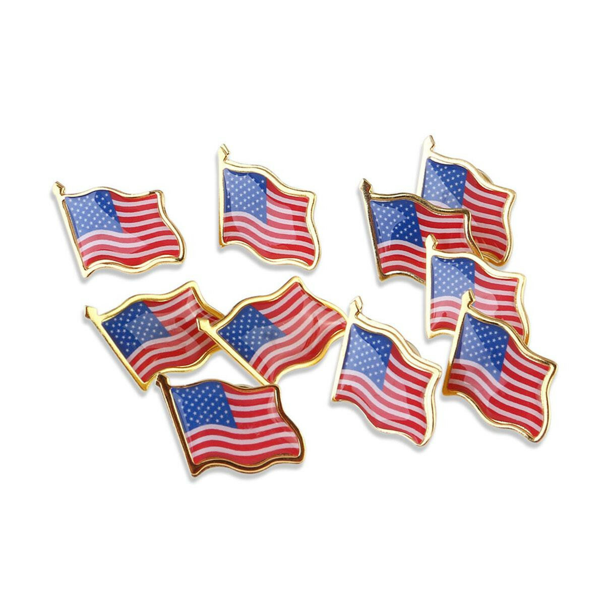 100 Pcs Unisex American Flag USA Label Pin Hat Tie Tack Badge