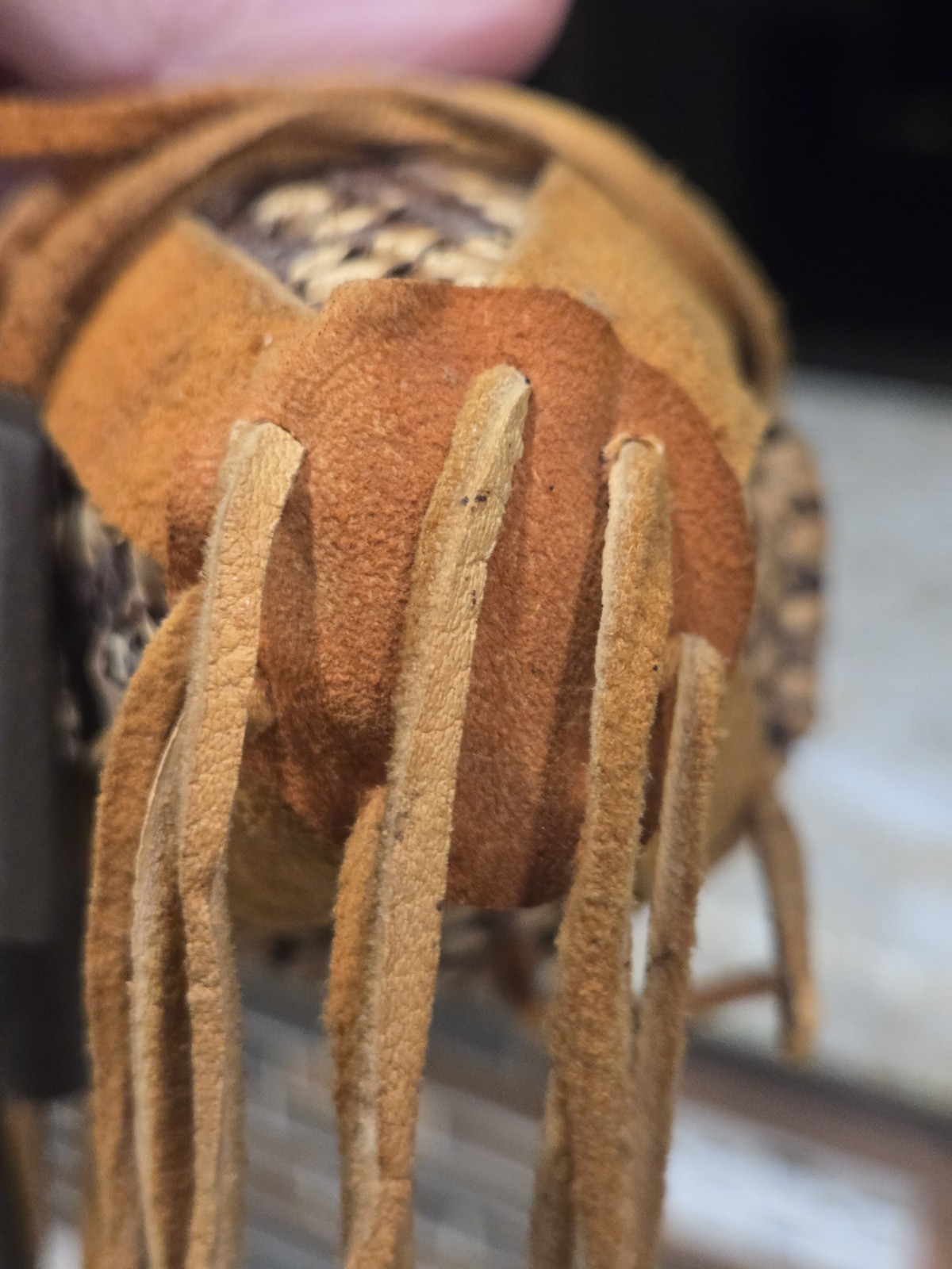 Vintage Miniature Native American Apache Burden Basket with Tipped Tassels