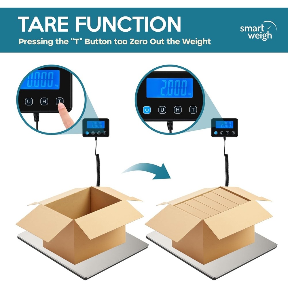 Digital Shipping Scale, 440 lb Capacity, Hold & Tare
