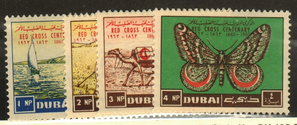 Dubai #18-21 MH Red Cross Centenary
