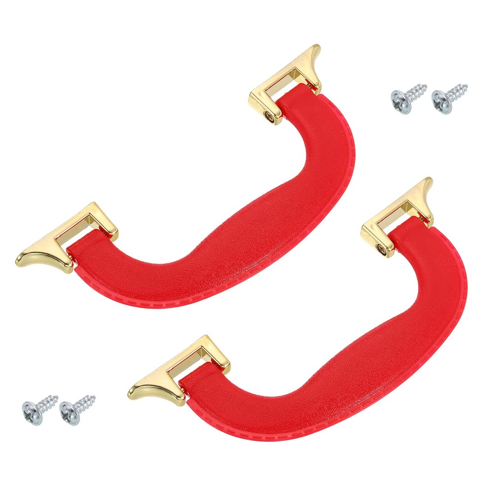 2Pcs Luggage Handle Plastic Pull Handle Grip Replacement with Screws Red