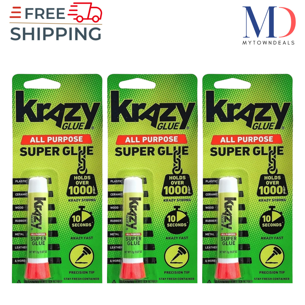 Krazy Glue Original All-Purpose Instant Adhesive – 3 Pack